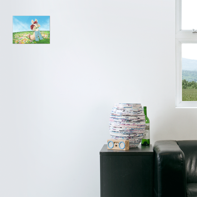 Fennec Fox Girl on a Flower Field by Fennek